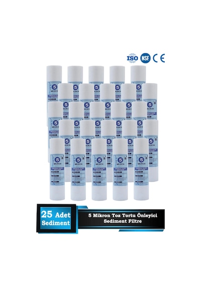 Sumarkt Açık Kasa Su Arıtma Cihazı 10 Inç 5 Mikron Sediment Spun Filtre 25 Adet