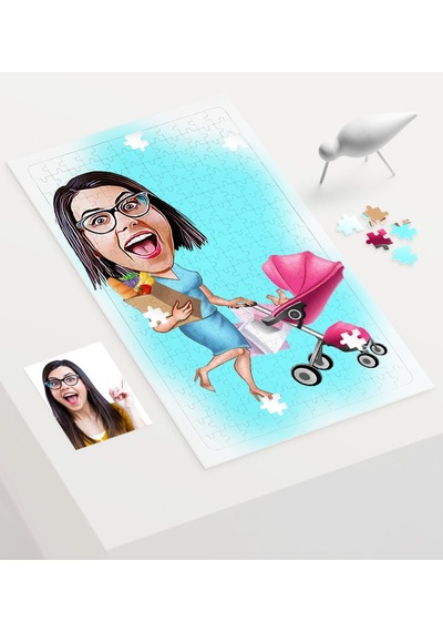 Kişiye Özel Ev Hanımı Karikatür 240 Parça A3 Puzzle - 1