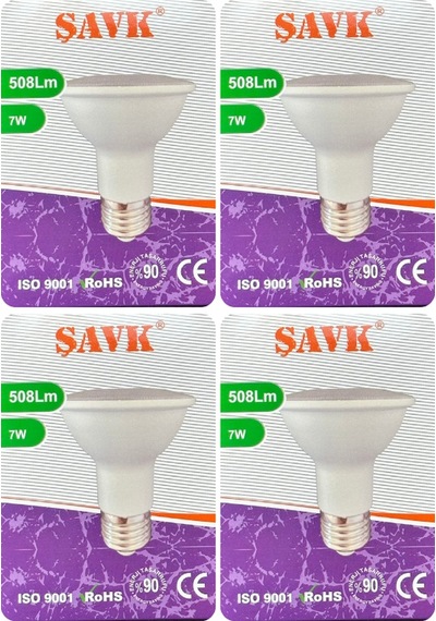 4 Adet Şavk 7w 6500k Beyaz Işık Par20 E27 Duylu Kalın Duy Led Spot Ampul