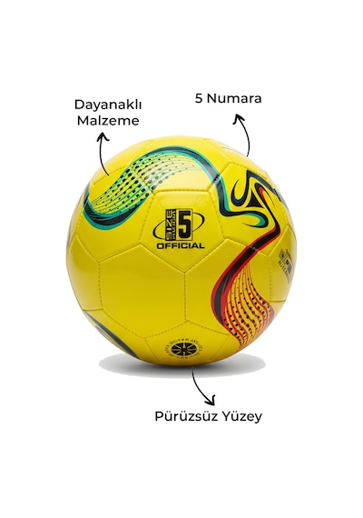 Futbol Topu Sert Zemin Halı Saha 5 Numara Sarı