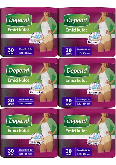 Depend Emici Külot Kadın Hasta Extra Büyük XL 6 x 30'Lu