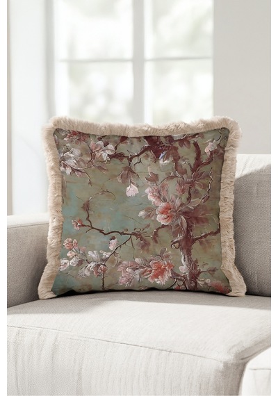 Vintage Çiçekli Saçaklı Yastık Kılıfı - Sanatsal Floral Yeşil Vizon Püsküllü Kırlent Kılıfı Kadim Yörünge Opal Vintage Çiçekli Saçaklı Yastık Kılıfı - Sanatsal Floral Yeşil Vizon Püsküllü Kırlent Kılıfı Kadim Yörünge Opal