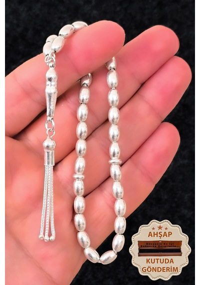 Gümüş Tesbih Erkek Arpa Kesim Gümüş Tesbih Modeli 925 Ayar St386 Gümüş