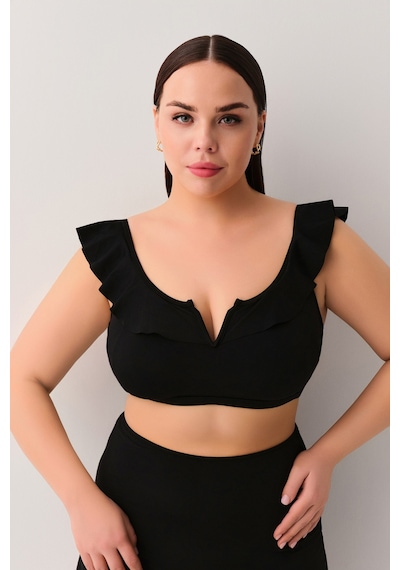 Suwen Volanlı Bralet Bikini Üst Sbn26400012 Siyah