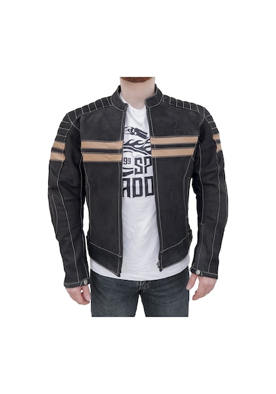 The Biker Jeans Retro Wax Black Korumalı Motosiklet Deri Montu