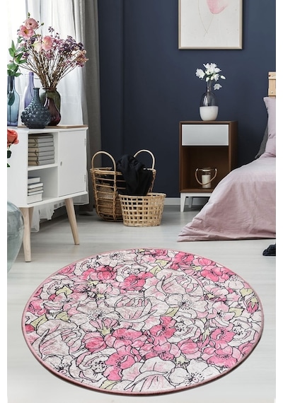 Rosa Pink Djt Çap 100 Cm Salon,Koridor, Dekoratif Halı