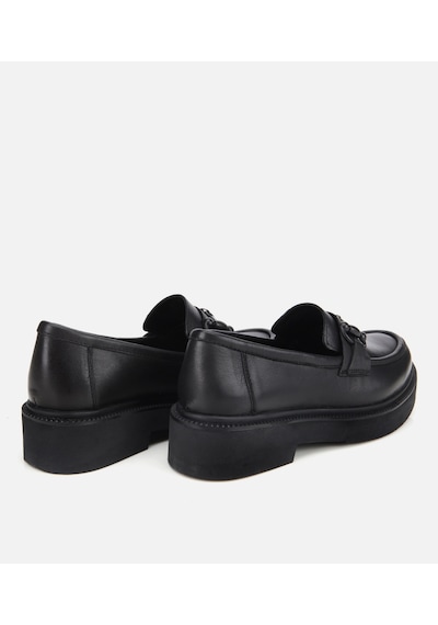 Hotiç Kadın Deri Siyah Kalın Tabanlı Klasik Loafer