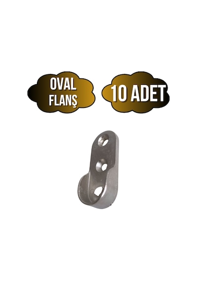 Oval Askı Borusu Flanşı Dolap Ve Mobilya Oval Boru Flanşı İç Ölçüleri En:15mm Boy:25mm 10 Adet Krom