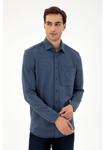 U.S. Polo Assn. Erkek Lacivert Comfort Fit Cepli Örme Gömlek 50306264-VR033