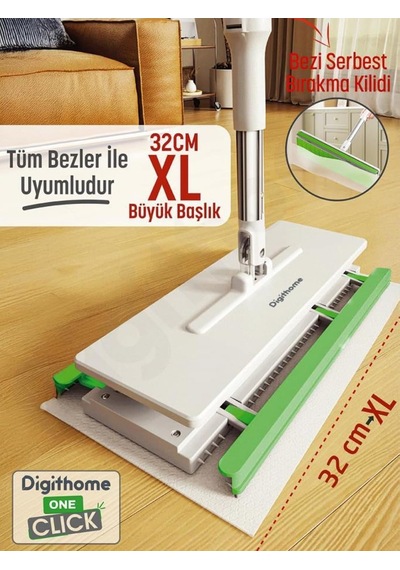 One Click Akıllı Mop Paleti Xl 32cm Tembel Mop El Değmeden Islak Havlu Ve Bez Kullan At Otomatik Dgt-101 Çok Renkli