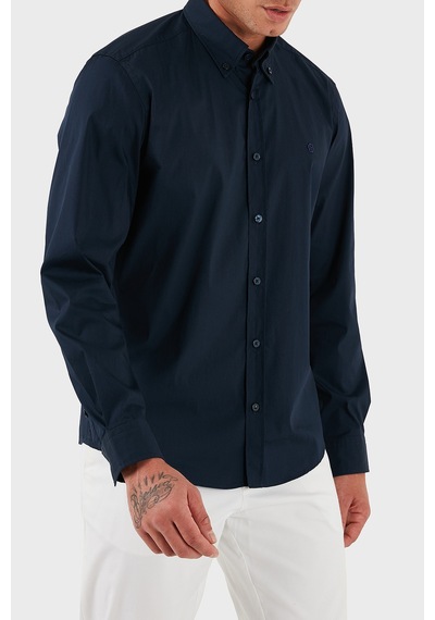 Boss Pamuklu Slim Fit Düğmeli Yaka Uzun Kollu Gömlek Erkek Gömlek 50545227 404 Lacivert