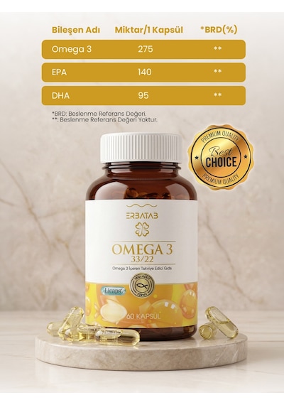 Erbatab Omega 3 Balık Yağı 60 Kapsül Erbatab Omega 3 Balık Yağı 60 Kapsül