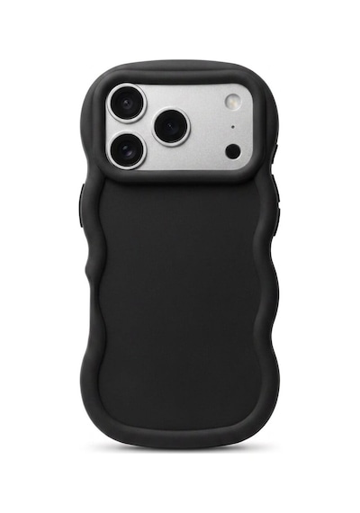 Apple iPhone 17 Pro Uyumlu Dalgalı Tasarım Kamera Korumalı Mat Silikon Kılıf-54172 Siyah