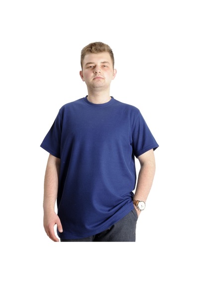 Mode Xl Büyük Beden Erkek T-Shirt Bisiklet Yaka Waffle 20033 Indigo 001