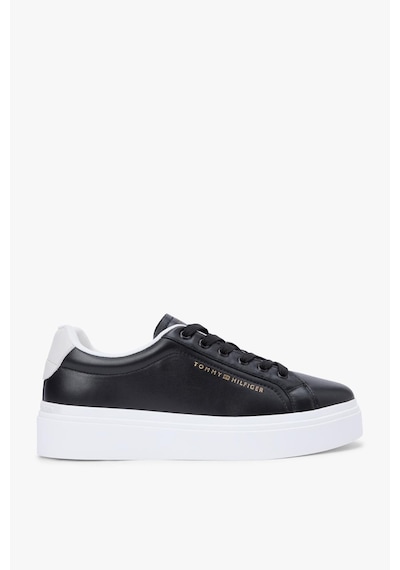 Tommy Hilfiger Th Chic Cupsole Kadın Siyah Platform Taban Sneaker-13412 Siyah