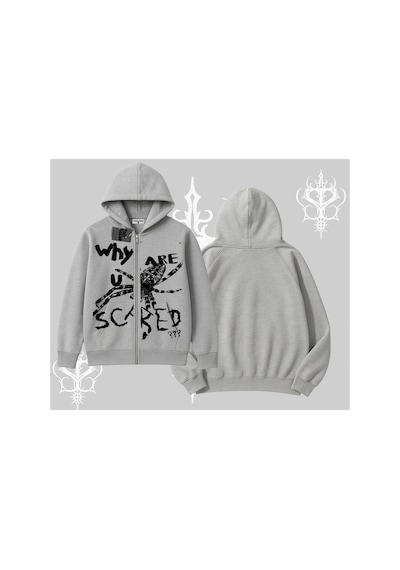 Tarzsokak Beyaz Hırka Sweatshirt Why Are U Scared Gri