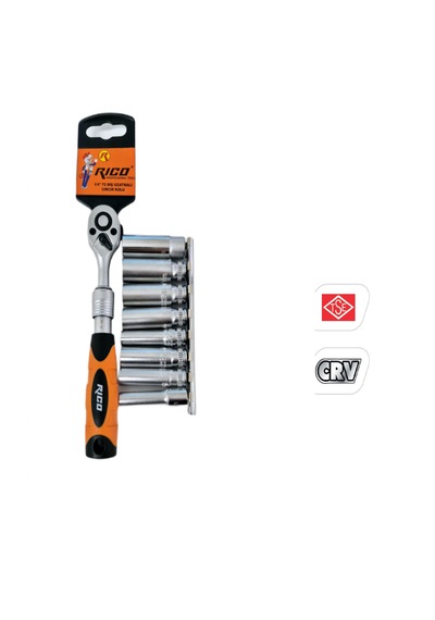 Rıco 1/4 Uzun Lokma Takımı 1/4 Uzatmalı Cırcır Kolu