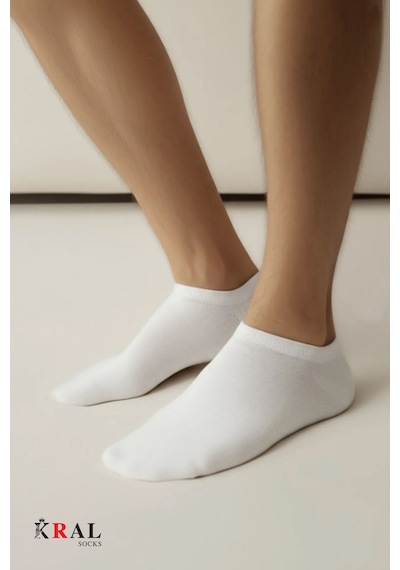 Kral Socks Kadın Pamuklu Terletmez 10'lu - 10 Çift Yazlık Görünmez Çorap Beyaz