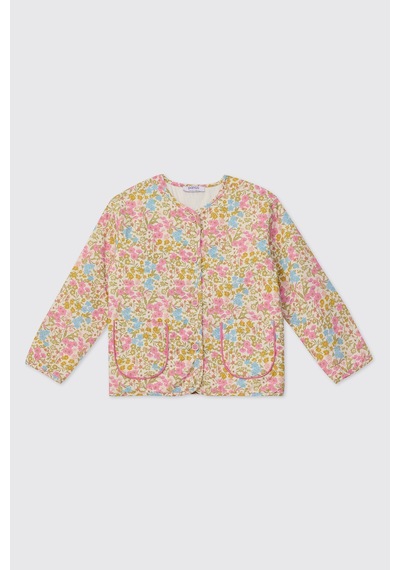 Panço Kız Çocuk Kapitoneli Biyeli Pembe Ceket