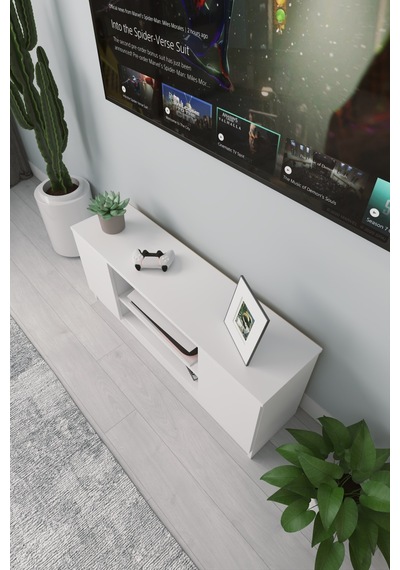 Fonksiyonel Tv Ünitesi Modern Tasarımlı Şık Ve Kullanışlı Televizyon Rafı Ve Depolama Alanı Beyaz Beyaz Fonksiyonel Tv Ünitesi Modern Tasarımlı Şık Ve Kullanışlı Televizyon Rafı Ve Depolama Alanı Beyaz Beyaz