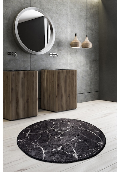 Marble Djt Çap 140 Cm Banyo Halısı, Paspas Çok Renkli
