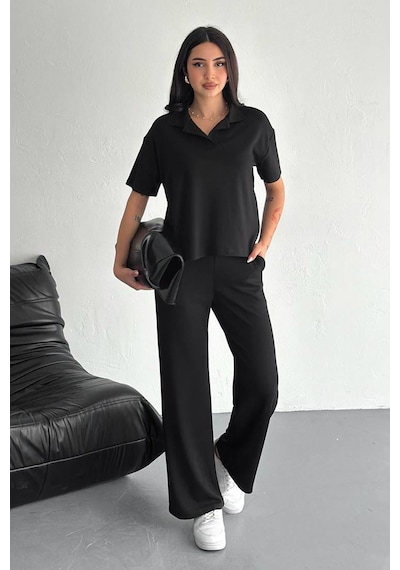 Noa & Noa Kadın Kısa Kollu Takım Minimal & Güçlü Stil Siyah
