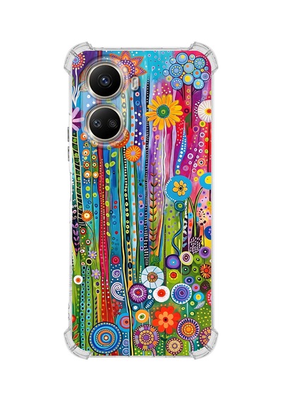 Printify Huawei Nova 10se İle Uyumlu Düşlerin Dansı Serisi Folklorik Bahçe Tasarımlı Uv Baskılı Köşe Korumalı Antişok Kılıf Şeffaf