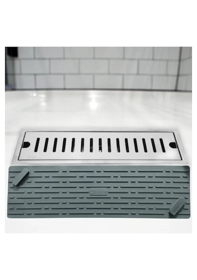 Tineke Gri Renk Uzun Model Kötü Koku Önleyici Silikon Mat Banyo Mutfak Lavabo Balkon Gider Tıpası Kapağı