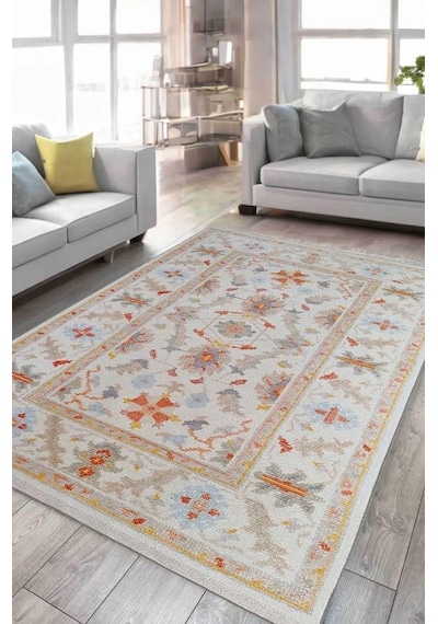 Çam Halı Anatolia 32-026 Etnik Eskitme Desenli Dokuma Tabanlı Yıkanabilir Şönil Salon Ve Oda Halısı Multi 22