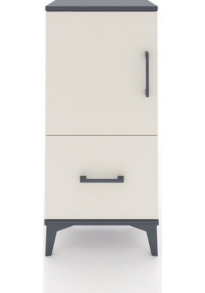 Arges Komodin 2 Raflı Tek Çekmeceli Tek Kapaklı 44x30x96 Antrasit-aytaşı Antrasit
