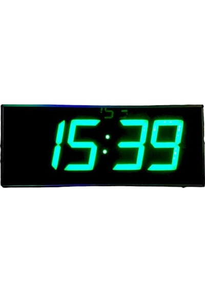 Sanec Wifi Senkronize Dijital Led Duvar Ve Masa Saati Otomatik İnternet Saat Ayarlı, Yeşil Led, 16x40 Cm