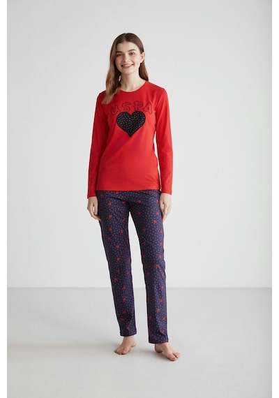 U.s. Polo Assn. 16967 Kadın Yuvarlak Yaka Pijama Takımı 001
