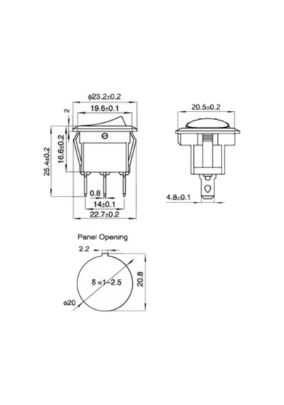 Ic-134-6 Yuvarlak Anh.on-off-on 6p Siyah