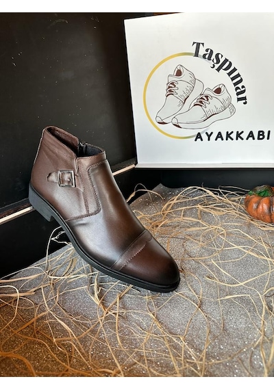 Taşpınar 010 %100 Hakiki Deri Erkek Günlük Kışlık Rahat Klasik Fermuarlı Bot 39-45 Kahverengi