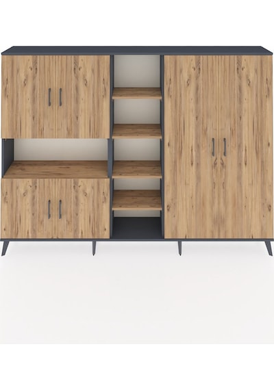 Arges Dolap 13 Raflı 6 Kapaklı 220x30x163 Antrasit-çam Antrasit-çam