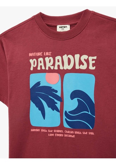 Koton Bisiklet Yaka Baskılı Pembe Erkek Çocuk T-shirt 6skb10062tk Pembe