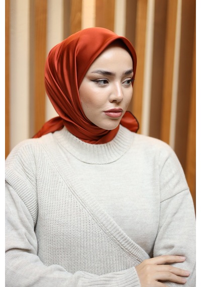 Silk Home Düz Micro Saten Eşarp 28013-13 Bakır