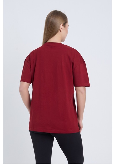 Velvoria Unısex Oversize Basic Bordo T-shirt