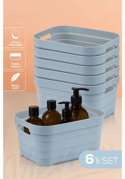 Vienev 6'lı 3,8 Litre Saklama Kutusu Mavi Mavi