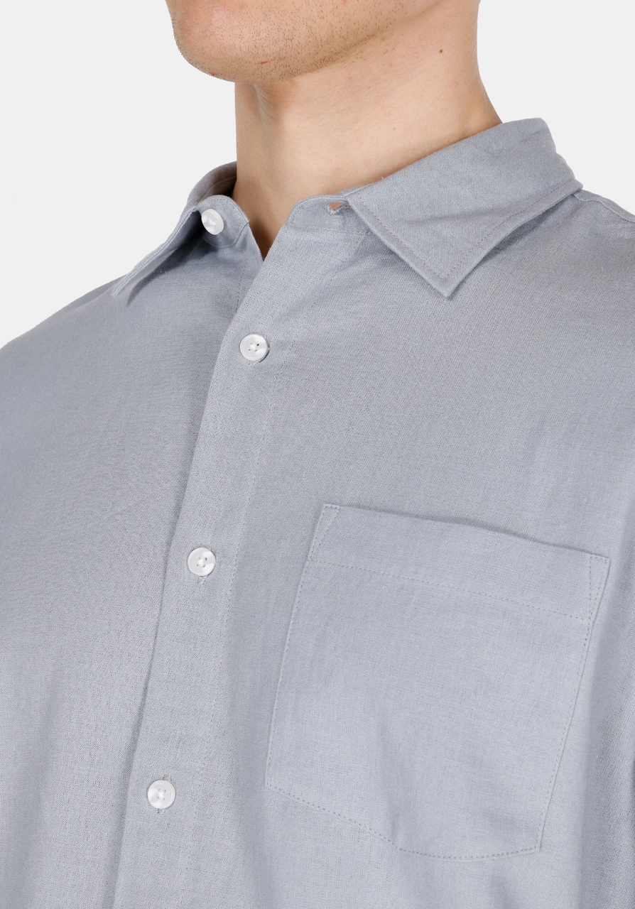 Colin's Colins Relax Fit Shirt Neck Düz Erkek Gri Uzun Kol Gömlek Cl1074490 Q1.v1 Gbl Gray Blue