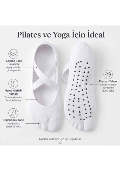 Çorap Giyim Kaymaz Tabanlı Kadın Balerin Tasarımlı Yoga Pilates Çorabı Çapraz Bantlı Spor Çorap Hac Umre Çorabı Siyah