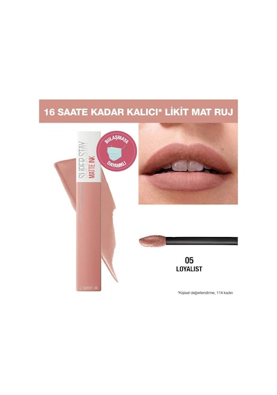 Maybelline New York Super Stay Matte Ink Likit Mat Ruj 05 Loyalist Nude