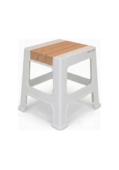 Küçük Boy Kaymaz Tabanlı Ev Ofis Taburesi - 120 Kg Taşıma Kapasiteli Kaymaz Banyo Taburesi - Çocuk Taburesi - 31x35x35 Cm Turuncu Açık Bej