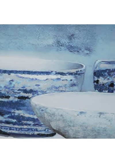 Mudo Home Blue Vessel Çerçeveli Yağlıboya Tablo 63x93 Cm