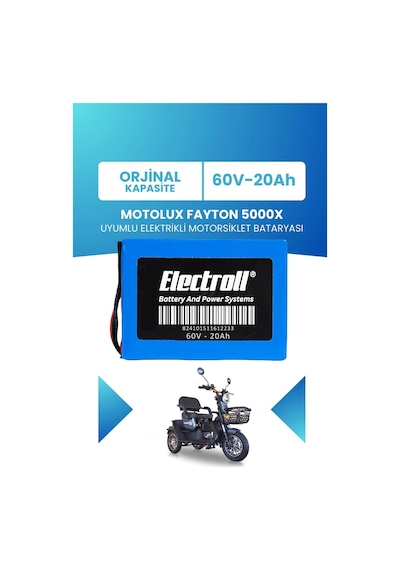 Motolux Fayton 5000x Uyumlu Batarya Lifepo4 60v 20ah Elektrikli Motorsiklet Bataryası