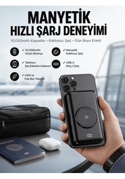 Powerbank Taşınabilir 10.000 Mah Hızlı Şarj Dijital Göstergeli Diğer 47571576