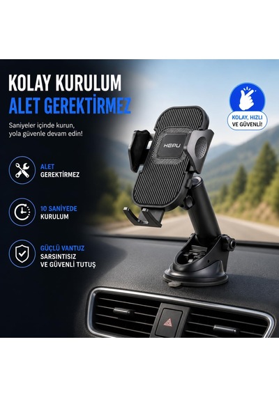 Hp-a11 Cam Tipi Araç Telefon Tutucu Güçlü Vantuzlu Ayarlanabilir Kompakt Tasarım 2 Mixed