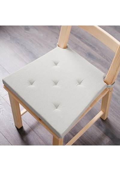 Ekru Renk Sandalye Minderi MeridyenDukkan 35/42x40x4 cm Cırt Cırt