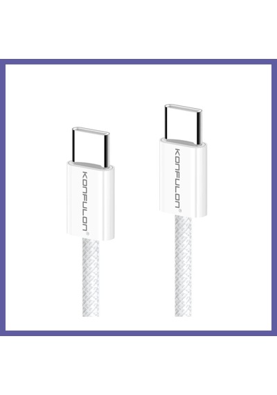 Bezos Konfulon Dc130 2m 60w Type-c To Type-c Örgülü Hızlı Şarj Kablosu - Beyaz Nıda