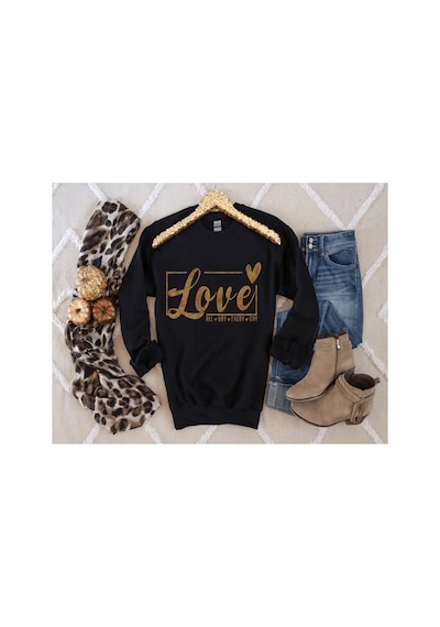 Magors Stıl-x Sevgililer Gününe Özel Love Baskılı Oversıze Bisiklet Yaka Pamuklu Sweatshırt Siyah Magors Stıl-x Sevgililer Gününe Özel Love Baskılı Oversıze Bisiklet Yaka Pamuklu Sweatshırt Siyah